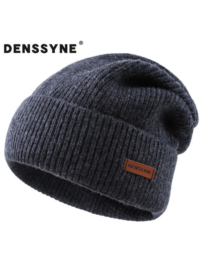 Denssyne Desina Pure Wool Men's Winter Knit Hat Outdoor Ski Windproof Warm Beanie Ear Protection Cold Weather Cap - Image 1