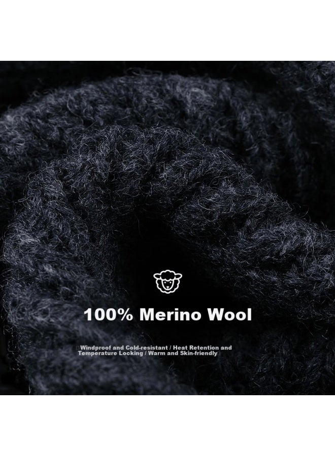 Denssyne Desina Pure Wool Men's Winter Knit Hat Outdoor Ski Windproof Warm Beanie Ear Protection Cold Weather Cap - Image 3