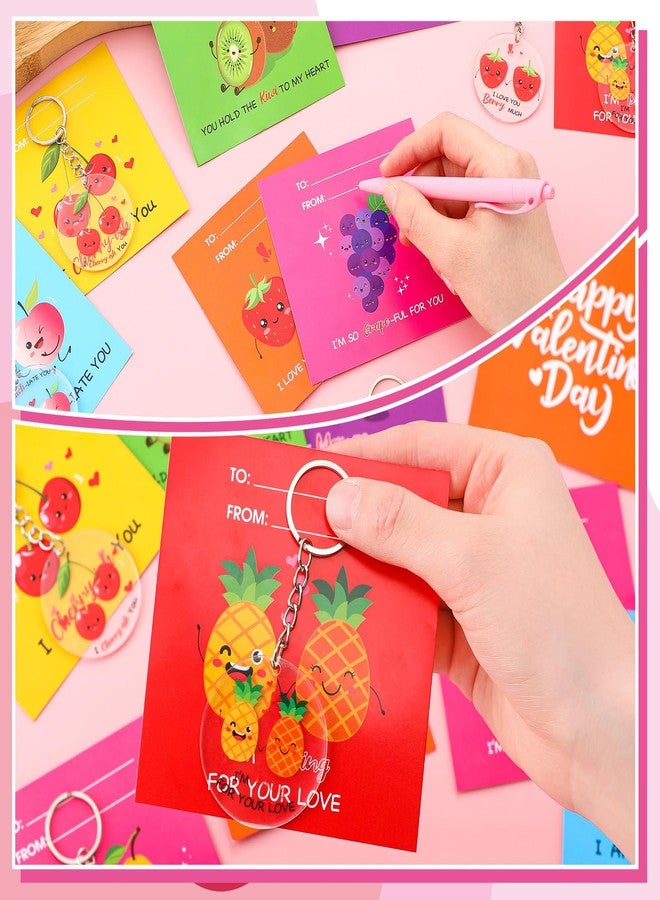 سوريو مجموعة هدايا عيد الحب بالجملة لتبادلها في الصف الدراسي، 48 مجموعة من سلاسل مفاتيح عيد الحب الأكريليكية مع بطاقات عيد الحب الكرتونية، هدايا لطيفة ورائعة لحفلات عيد الحب، جوائز لألعاب أعياد الميلاد، حشو أكياس الهدايا - Image 4