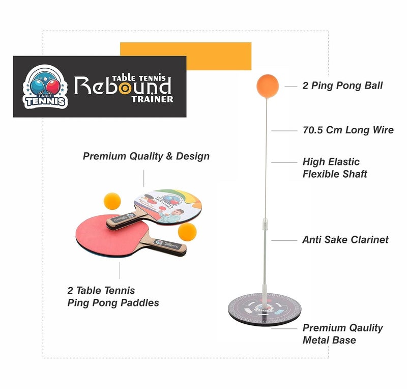 Eitheo Table Tennis Trainer for Kids | Indoor Ping Pong Rebound Ball Practice Set | Table Tennis Trainer for Beginners & Kids | Fun Reflex Training Toy for Focus & Hand-Eye Coordination - Image 5