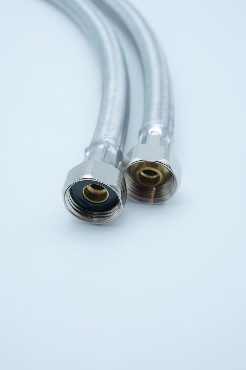 LUVBATH FITTING 12 Inch 304 Stainless Steel Connection Pipe | Pack of 2 | Leakproof, Rust-Free Flexible Hose Pipes for Geyser, Toilet, Basin & Sink, Hot Cold Mixer Faucets | Silver | 12 Inch (30 cm) - Image 5