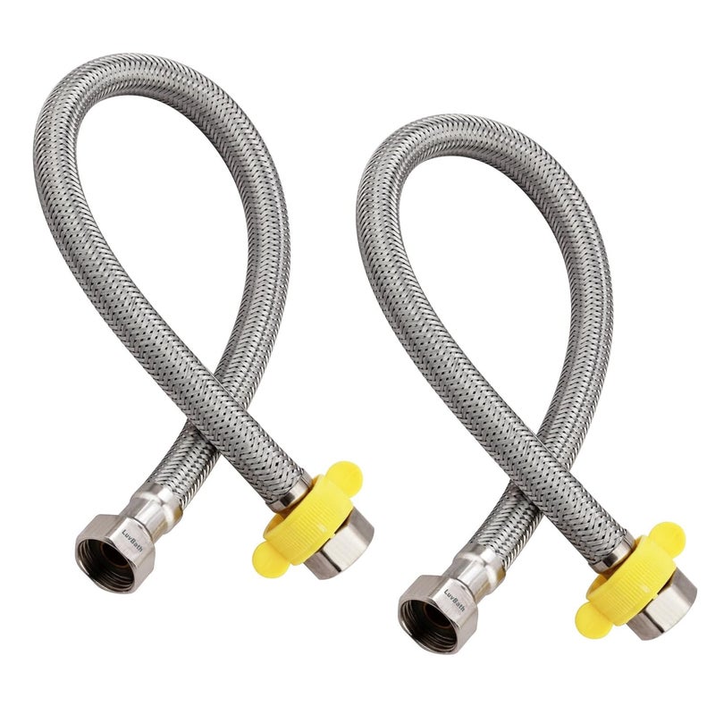 LUVBATH FITTING 12 Inch 304 Stainless Steel Connection Pipe | Pack of 2 | Leakproof, Rust-Free Flexible Hose Pipes for Geyser, Toilet, Basin & Sink, Hot Cold Mixer Faucets | Silver | 12 Inch (30 cm) - Image 1
