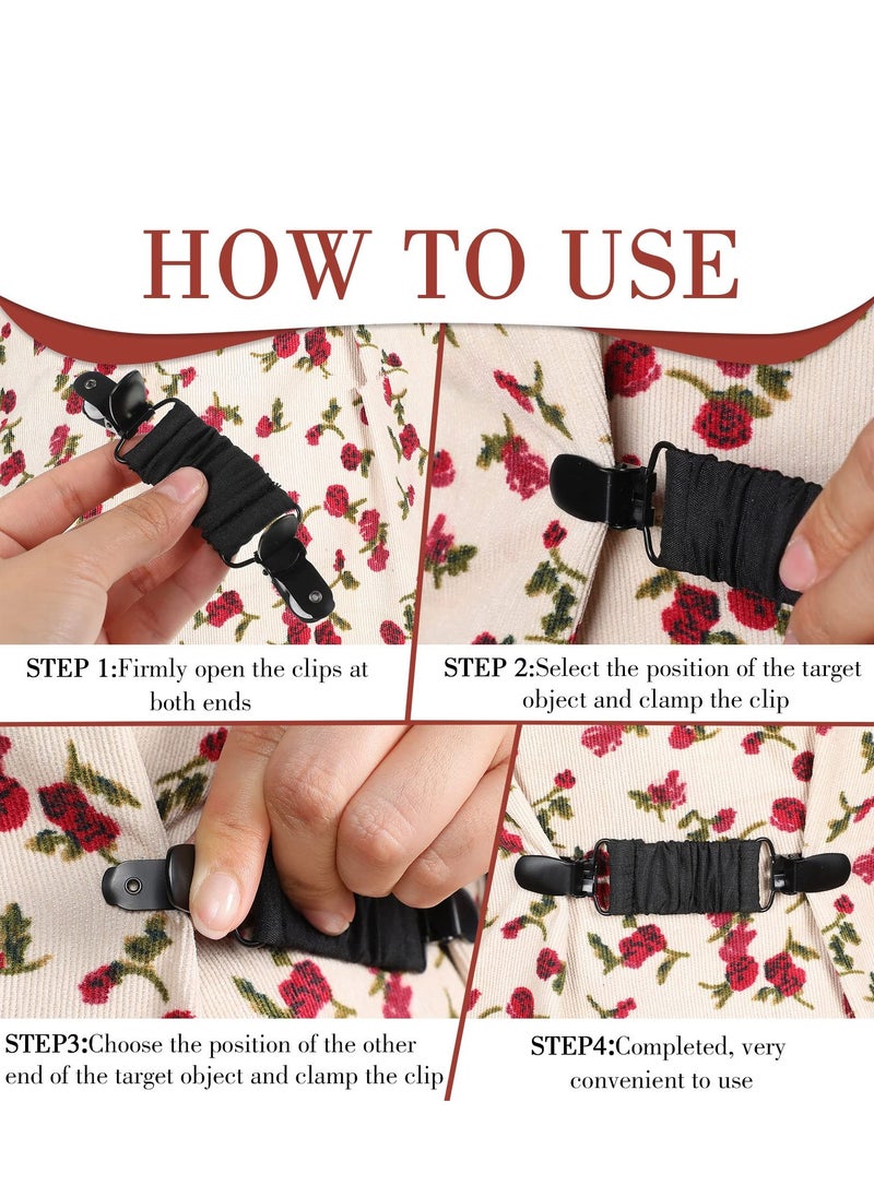 SYOSI - 6 Black Tie Clips - Elastic Cinch Clips Dress Clips Clothes Tightening Clip for Fit on Shirts, Dresses,  Ideal for Men, Women, and Kids - Image 1