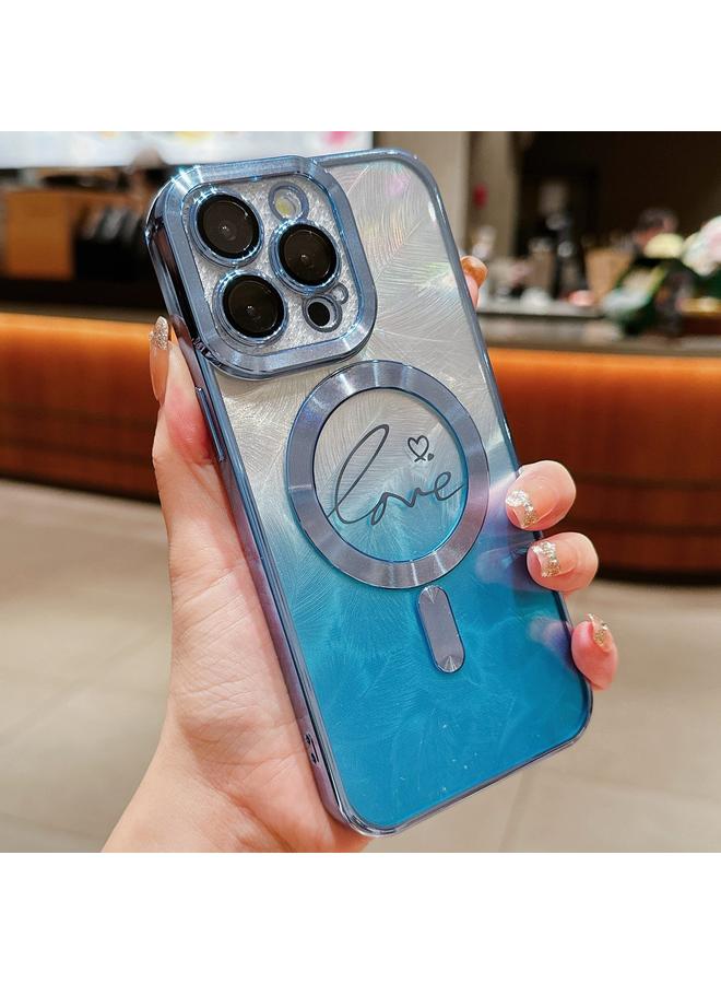 S-TOP Case For iPhone 11 Pro Dual-Love Feather Gradient Glitter Magsafe TPU Phone Case - Image 1