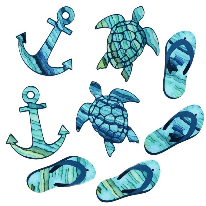 8 Pcs Cruise Door Magnets Decorations Turtle Cruise Magnets Flip Flop Anchor Nautical Ship Decorations for Car Refrigerator Door Sign Cabin 5 Inch