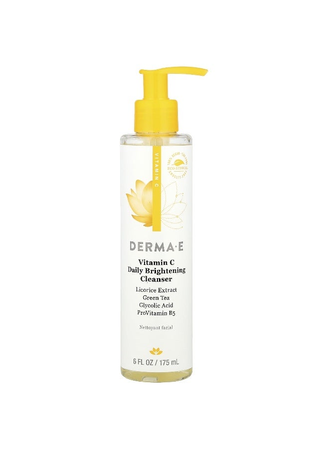 derma-e DERMA E، منظف يومي مضيء بفيتامين C، 6 أونصة سائلة (175 مل) - Image 1