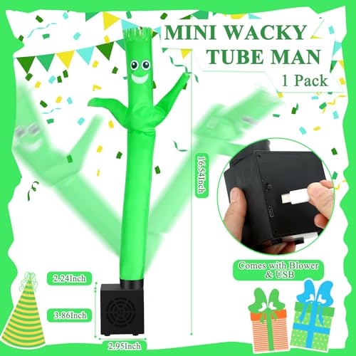 Poen Mini Wacky Waving Inflatable Tube Guy with Blower Inflatable Tube Man Birthday Desktop Decor Dancing Blow up Man Gag Toy Gift for Office Party DecorSmile - Image 3