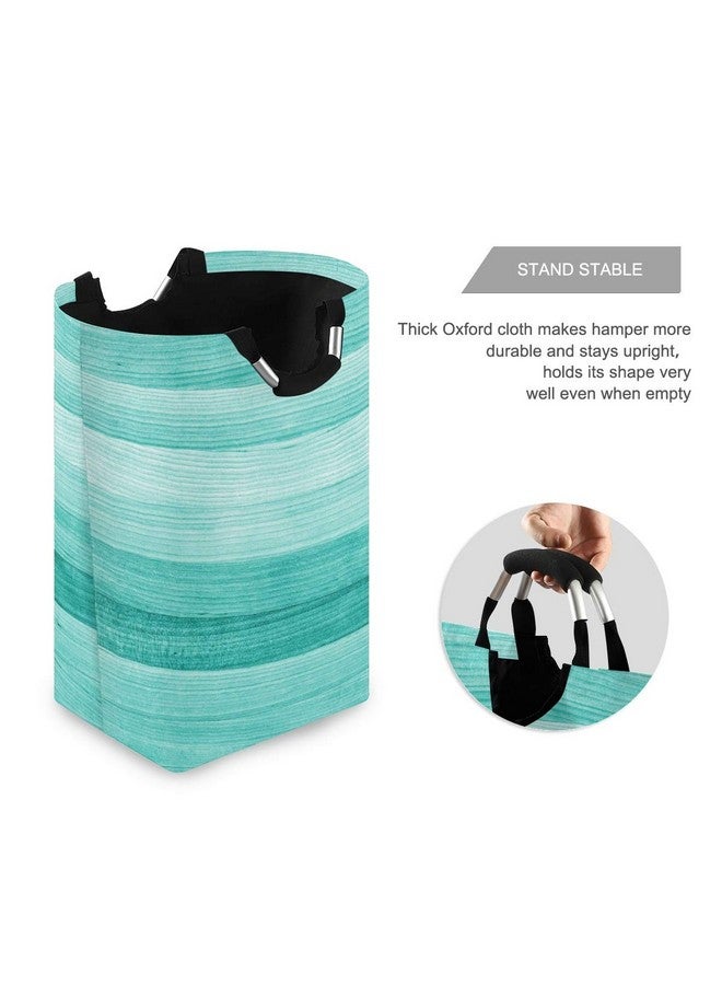 senya Large Storage Basket with Handles Collapsible Organizer Bin Laundry Hamper for Nursery Clothes Toys, Teal Turquoise Green Wood - Image 2