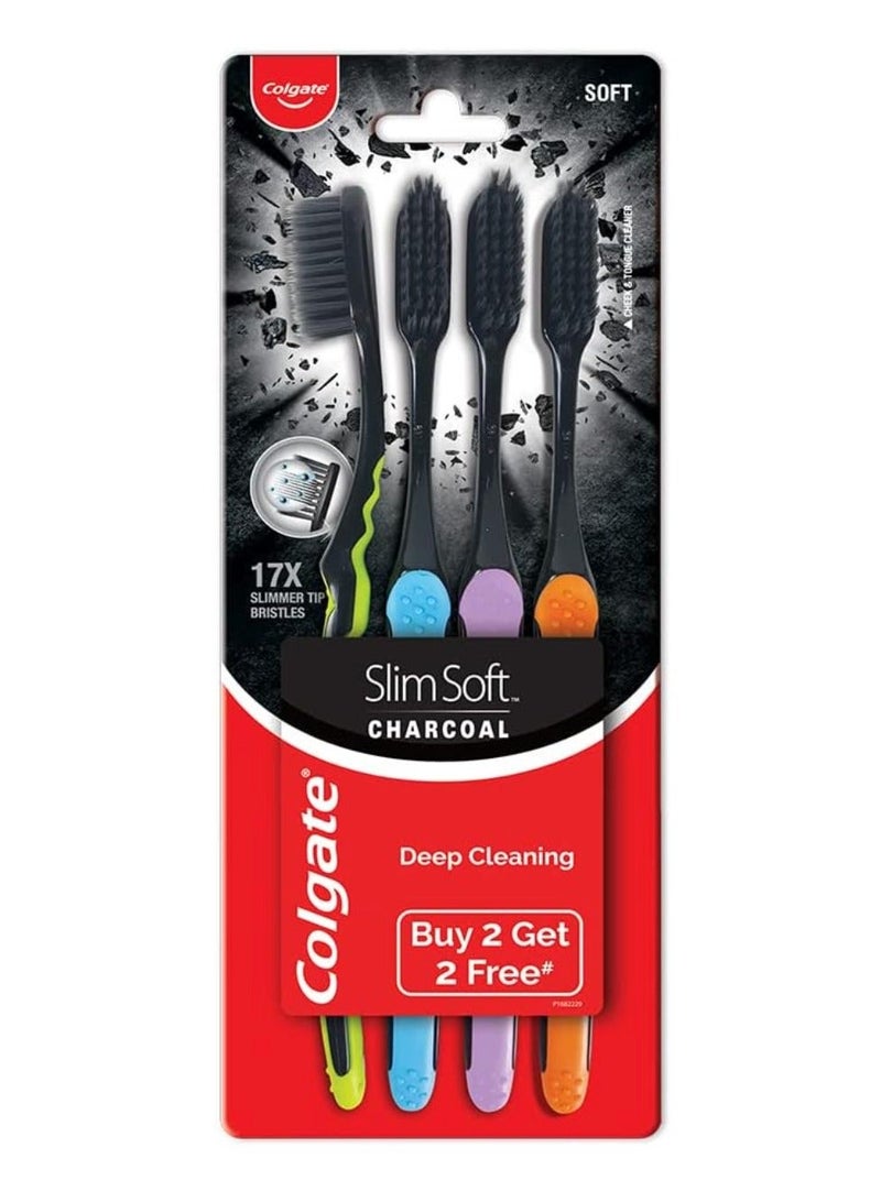 كولجيت فرشاة أسنان كولجيت سليم سوفت بالفحم 17x شعيرات أنحف ذات أطراف ناعمة - Image 4