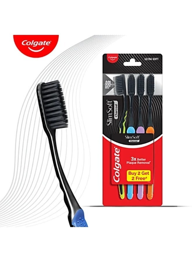 كولجيت فرشاة أسنان كولجيت سليم سوفت بالفحم 17x شعيرات أنحف ذات أطراف ناعمة - Image 1