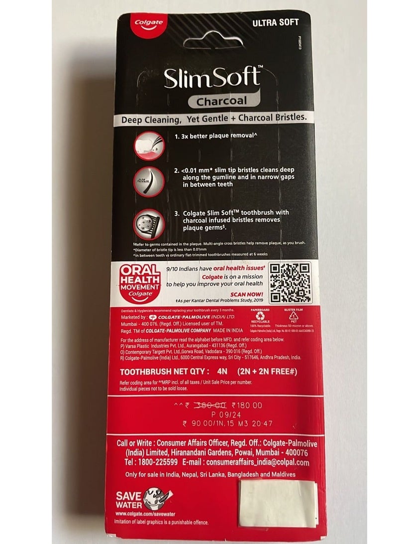 كولجيت فرشاة أسنان كولجيت سليم سوفت بالفحم 17x شعيرات أنحف ذات أطراف ناعمة - Image 3