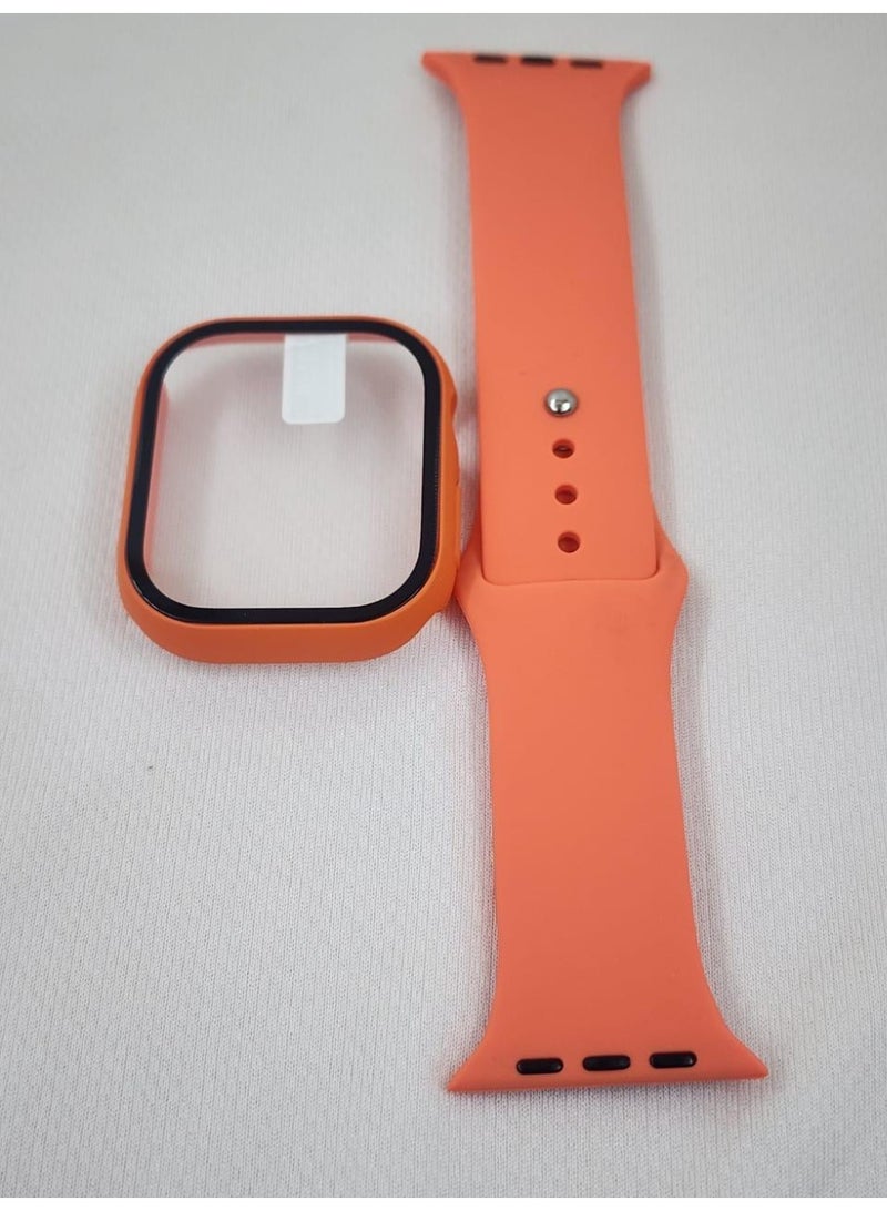 Apple Watch Series 10 & 11 Strap with Protective Case 46mm – Durable Replacement Band, Stylish Protective Cover for Men & Women, Sports & Everyday Use - Orange