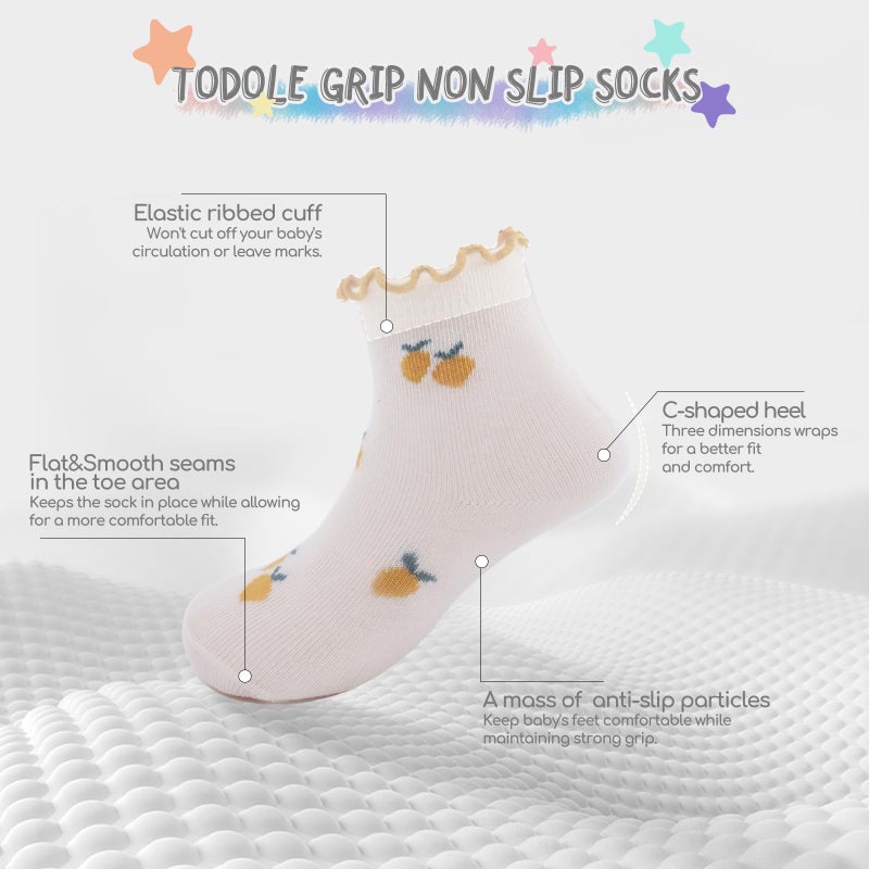 Aroveea Baby Toddle Socks Grip Non Slip Kids Boys Girls Cotton 12 Pack Ankle Cute Newborn Socks 1-3T - Image 3