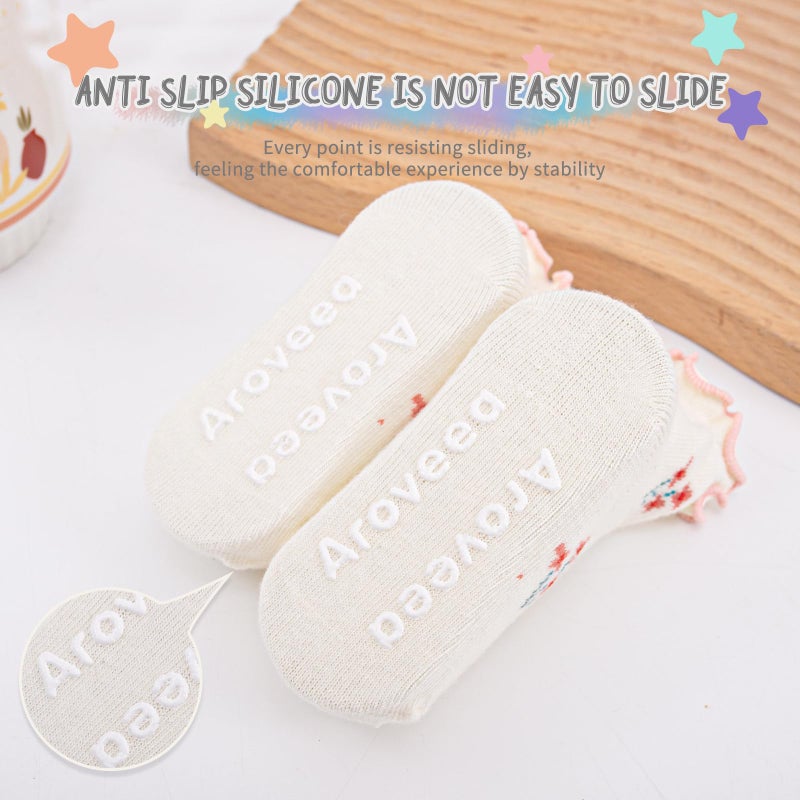 Aroveea Baby Toddle Socks Grip Non Slip Kids Boys Girls Cotton 12 Pack Ankle Cute Newborn Socks 1-3T - Image 4