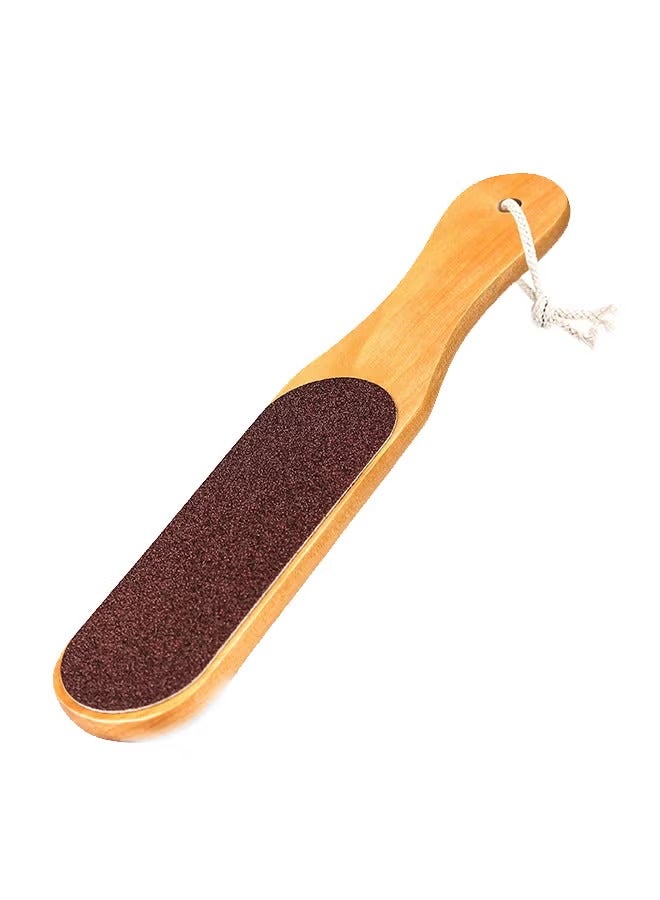 Generic Double Sided Wooden Pedicure Feet Scrubber with Handle for Callus Dry and Dead Skin Removal Heel Scraper and Foot File Exfoliating Care Tool - Image 1