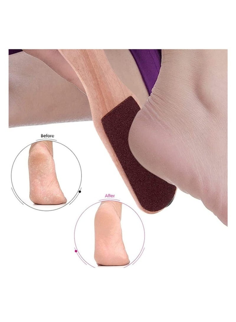 Generic Double Sided Wooden Pedicure Feet Scrubber with Handle for Callus Dry and Dead Skin Removal Heel Scraper and Foot File Exfoliating Care Tool - Image 3