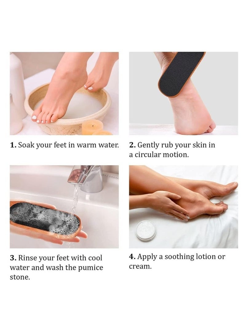 Generic Double Sided Wooden Pedicure Feet Scrubber with Handle for Callus Dry and Dead Skin Removal Heel Scraper and Foot File Exfoliating Care Tool - Image 4