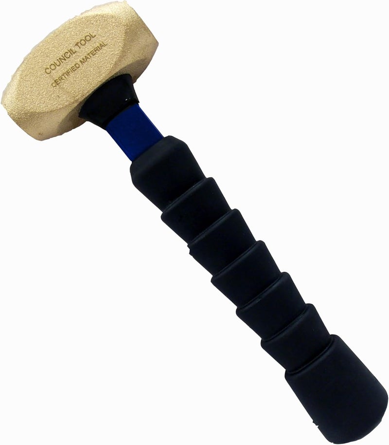 Council Tool Non-Sparking Hammer - 2.6 lb Non-Magnetic Hammer with Manganese-Bronze Alloy & 10" Fiberglass Handle - NSBRZDF26FG10 - Image 1