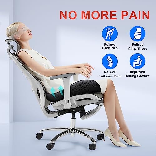 Benazcap Seat Cushion Office Chair Cushions Butt Pillow for Car Long Sitting, Memory Foam Chair Pad for Back, Coccyx, Tailbone Pain Relief for Gaming Chair and Car Seat - Image 2