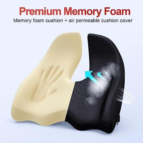 Benazcap Seat Cushion Office Chair Cushions Butt Pillow for Car Long Sitting, Memory Foam Chair Pad for Back, Coccyx, Tailbone Pain Relief for Gaming Chair and Car Seat - Image 4