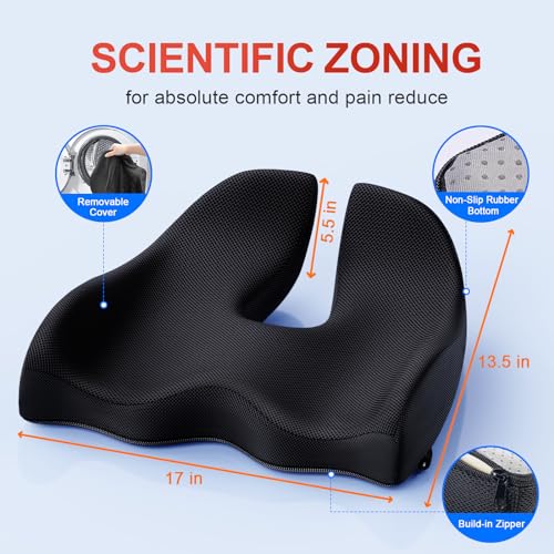 Benazcap Seat Cushion Office Chair Cushions Butt Pillow for Car Long Sitting, Memory Foam Chair Pad for Back, Coccyx, Tailbone Pain Relief for Gaming Chair and Car Seat - Image 5
