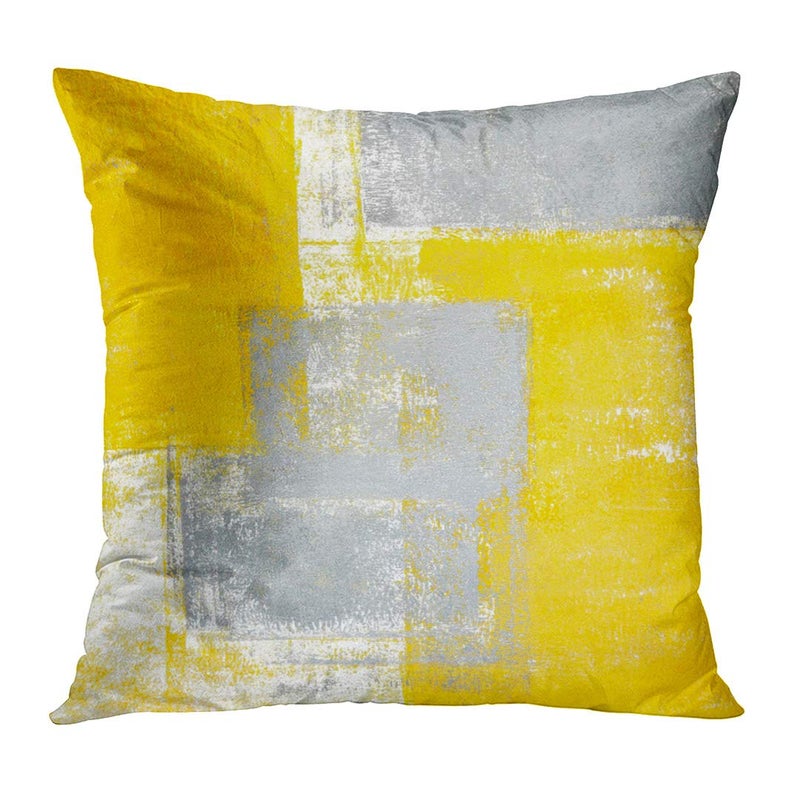 Britimes Britimes Throw Pillow Covers Home Decor Set of 4 Pillow Cases Decorative 18 x 18 Inches Outdoor Cushion Couch Sofa Pillowcases Grey and Yellow  - Image 3