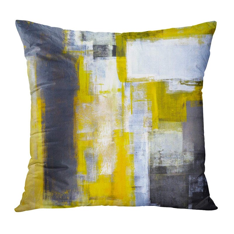 Britimes Britimes Throw Pillow Covers Home Decor Set of 4 Pillow Cases Decorative 18 x 18 Inches Outdoor Cushion Couch Sofa Pillowcases Grey and Yellow  - Image 2