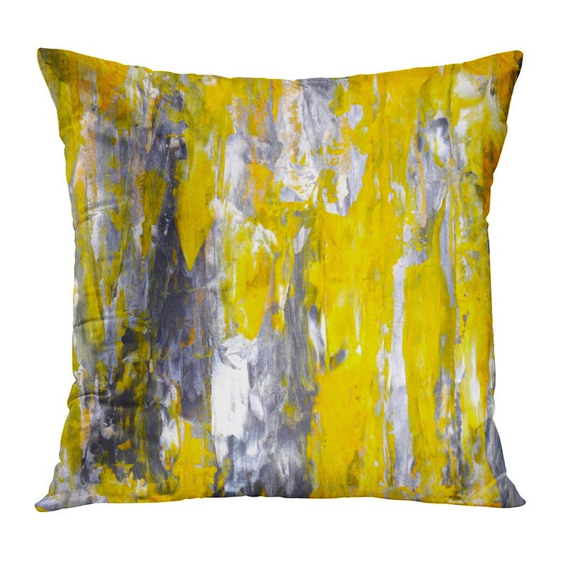 Britimes Britimes Throw Pillow Covers Home Decor Set of 4 Pillow Cases Decorative 18 x 18 Inches Outdoor Cushion Couch Sofa Pillowcases Grey and Yellow  - Image 5