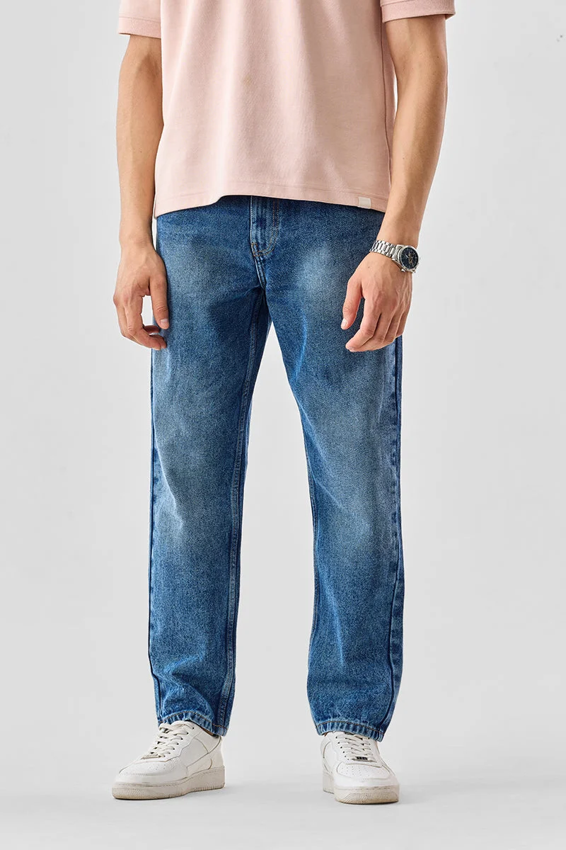 SNITCH Blue Solid Relaxed Casual Jeans
