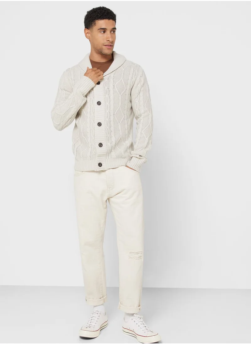 BRAVE SOUL Cable Knit Button Cardigan