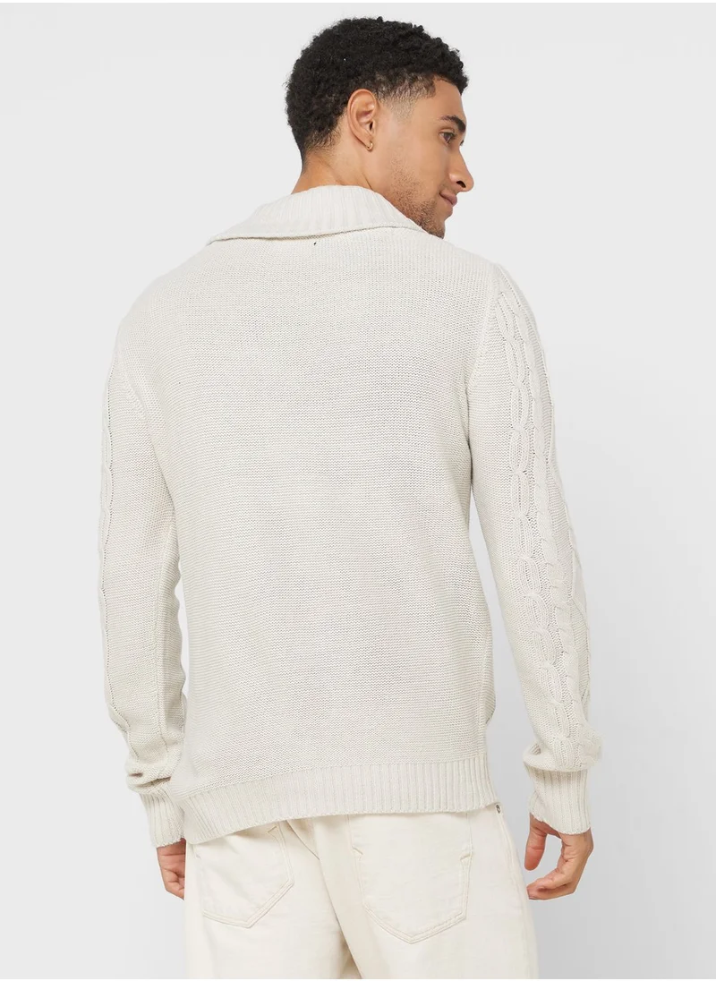 BRAVE SOUL Cable Knit Button Cardigan