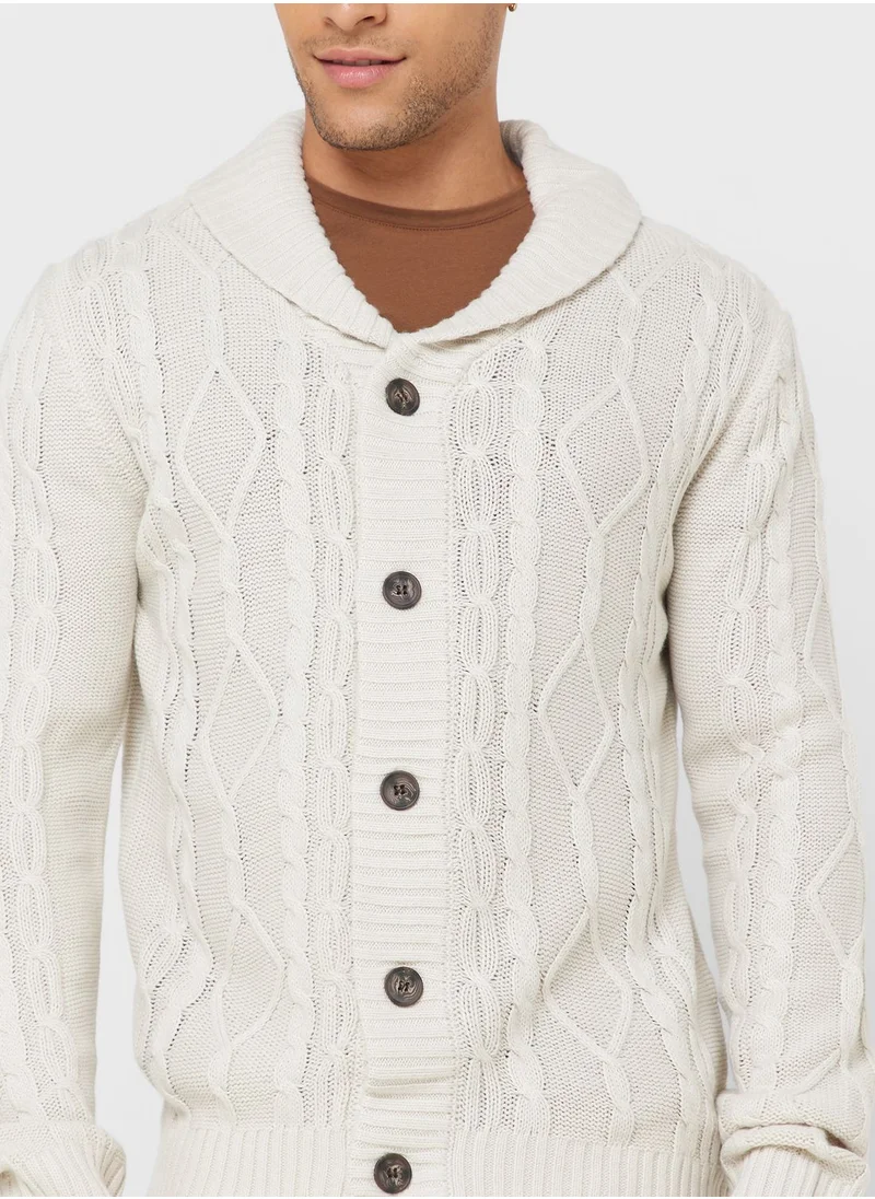 BRAVE SOUL Cable Knit Button Cardigan