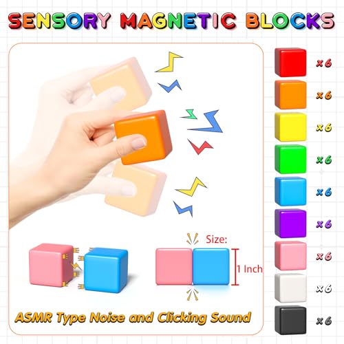Apluses 54 PCS Magnetic Blocks Magnetic Building Blocks for Toddlers 3 Montessori Toys Magnet Cubes Preschool STEM Educational Sensory Magnet Toys for Kids Ages 35 Year Old Boys and Girls - Image 5