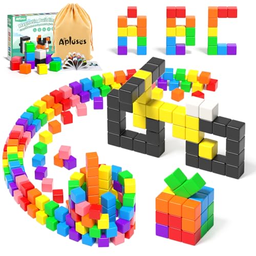 Apluses 54 PCS Magnetic Blocks Magnetic Building Blocks for Toddlers 3 Montessori Toys Magnet Cubes Preschool STEM Educational Sensory Magnet Toys for Kids Ages 35 Year Old Boys and Girls - Image 1