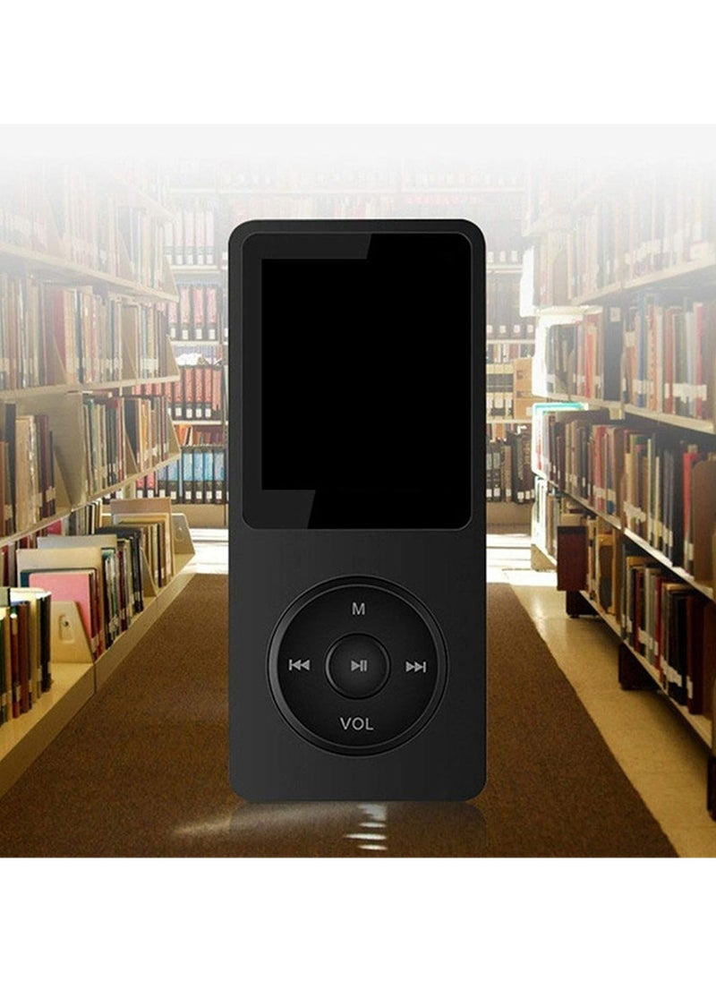 Halamine - Portable MP4 player, MP3 music player, 1.8-inch LCD video player, supports TF card, music, FM radio, video e-book, recorder, English listening, easy to carry, Black - Image 1