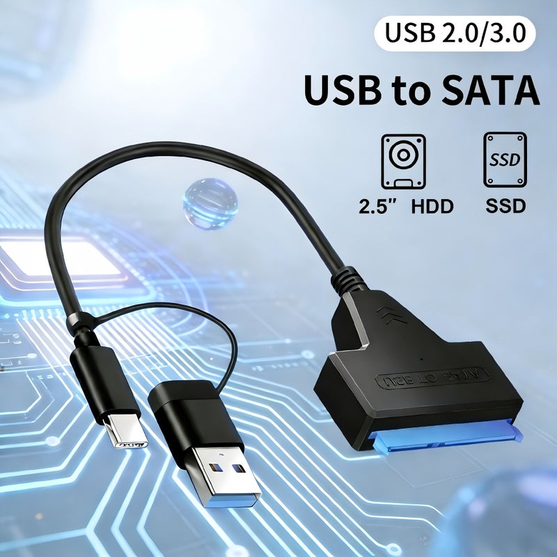 22 Pin SATA III To USB 3.0 Type C Cable 6Gbps High Speed For Dual Head 2.5 Inch SATA Easy Drive Cable HDD SSD - Image 1