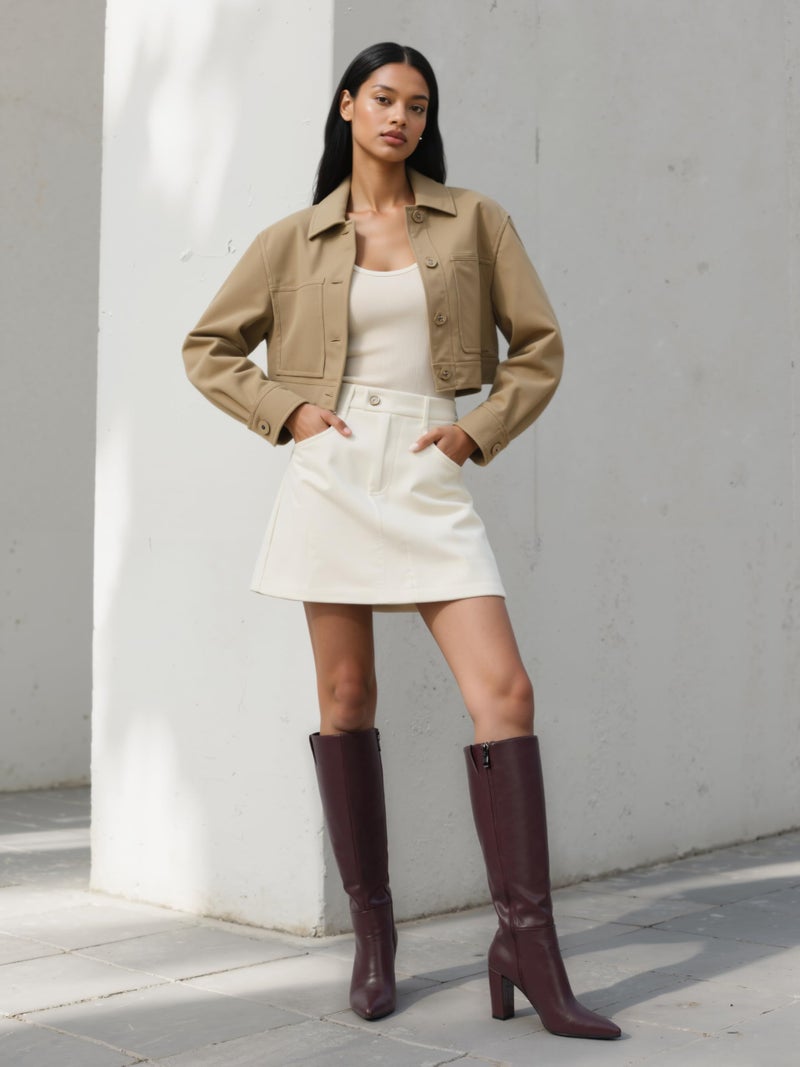 Modatope Burgundy Knee High Boots Women 2025 Chunky Heel Pointed Toe Tall Boot Block Heel Womens Dress Long Boots Size 7.5 - Image 3