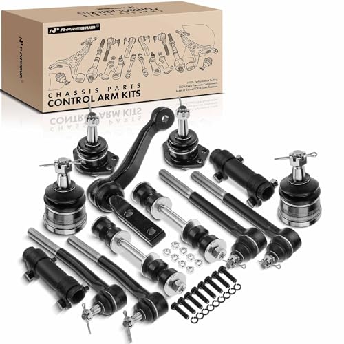 A-Premium Set of 13, Front Sway Bar Link, Upper Lower Ball Joint, Inner Outer Tie Rod End, Idler Arm, Compatible with Chevrolet Cadillac Buick Pontiac - Impala Caprice DeVille Riviera LeSabre Safari - Image 1
