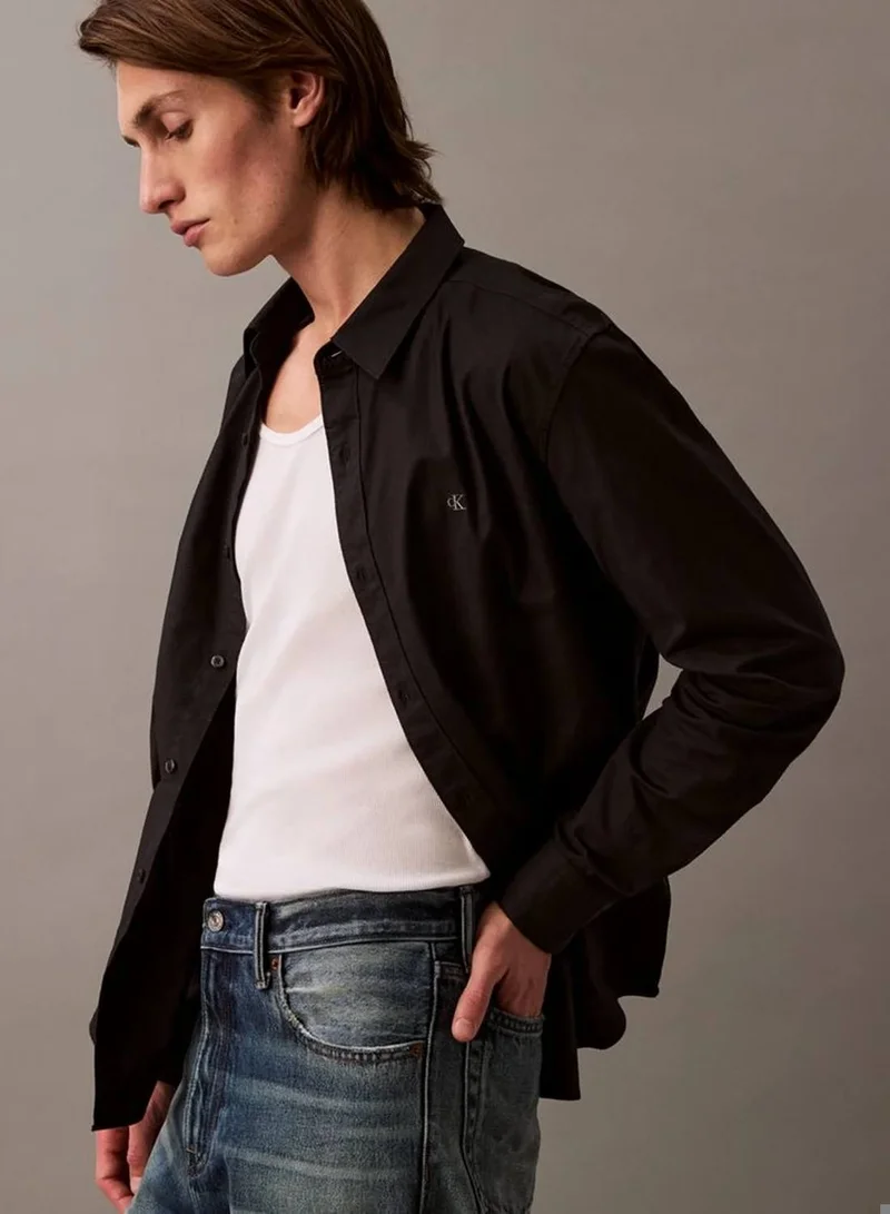 Calvin Klein Jeans Black Solid Classic Oxford Button-Down Shirt for Men | Best Price UAE