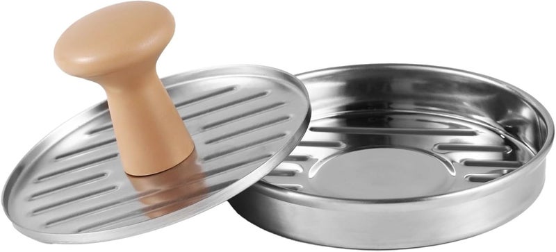 Burger Press Patty Maker, 304 Stainless Steel Hamburger Press with Wood Handle, Non-Stick, 5.1 X 5.1 X 3.1 in for Kitchen, BBQ, Restaurant - Image 4