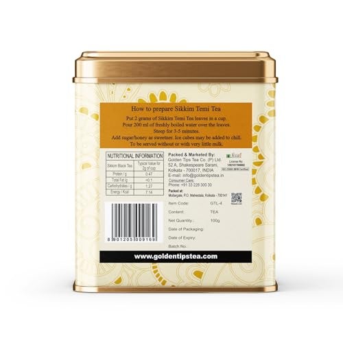 Golden Tips Garden Fresh Loose Leaf Temi Sikkim Black Tea Tin Can (100 Gram, 40 cups) - Image 2
