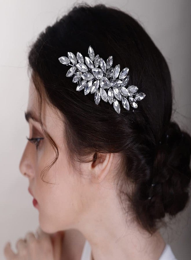 BERYUAN Crystals Hair Comb for Bride for Women for Girls Cute Teardrop Hair Comb Slide Multi-Color RED - Image 5