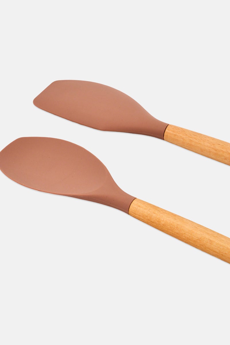 Bombay 2 Pieces Silicone Spatula And Spoon Set, Brown - Image 3