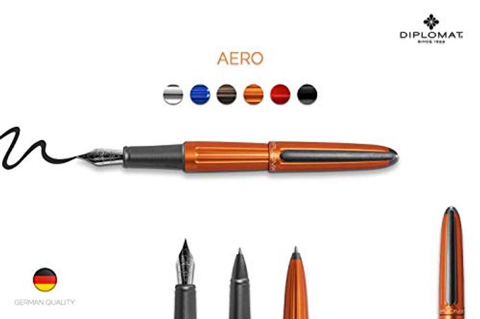 Diplomat Aero Fountain Pen In Stainless Steel Medium Orange Resistant And Elegant High End 5 Years Warranty - Image 5