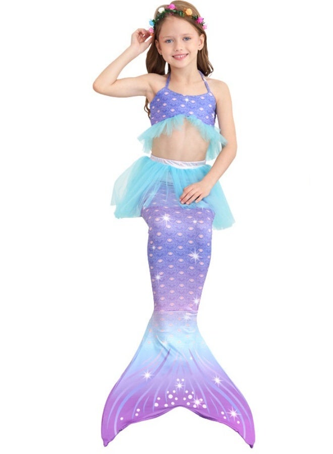 NIBEMINENT Mermaid children's swimsuit, girls' mermaid swimsuit, swimsuit three-piece set, children's mermaid swimsuit - Image 1