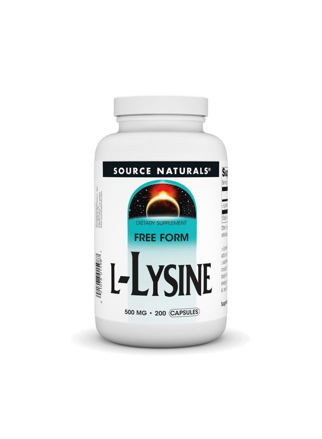 Source Naturals L Lysine Free Form Amino Acid Supplement Supports Energy Formation & Collagen Capsules 200 - Image 1