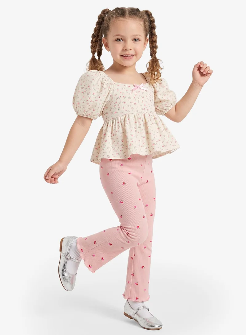 Pinata Cherry Print Flared Leggings