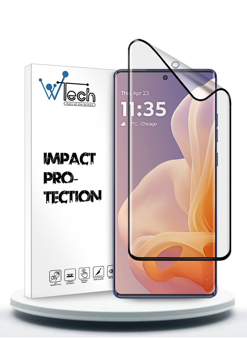 Wtech - Motorola Moto G85 / Motorola Edge 50 Fusion / Motorola S50 Neo 5G 2024 Nano Ceramic Full Glue Full Cover Matte Flexible Screen Protector (MSCNMN) - Clear/Black - Image 1