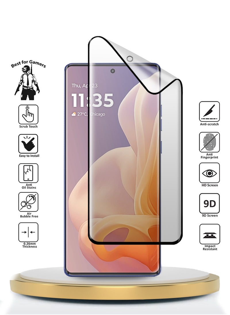 Wtech - Motorola Moto G85 / Motorola Edge 50 Fusion / Motorola S50 Neo 5G 2024 Nano Ceramic Full Glue Full Cover Matte Flexible Screen Protector (MSCNMN) - Clear/Black - Image 1