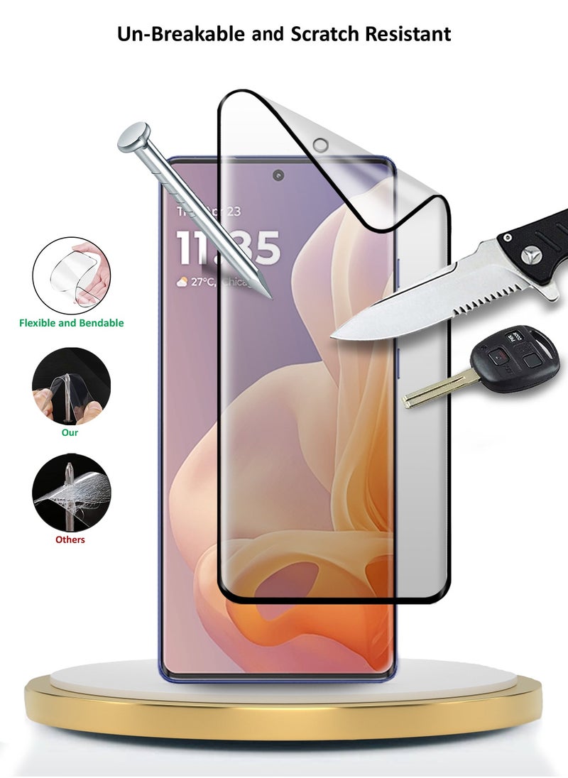 Wtech - Motorola Moto G85 / Motorola Edge 50 Fusion / Motorola S50 Neo 5G 2024 Nano Ceramic Full Glue Full Cover Matte Flexible Screen Protector (MSCNMN) - Clear/Black - Image 1